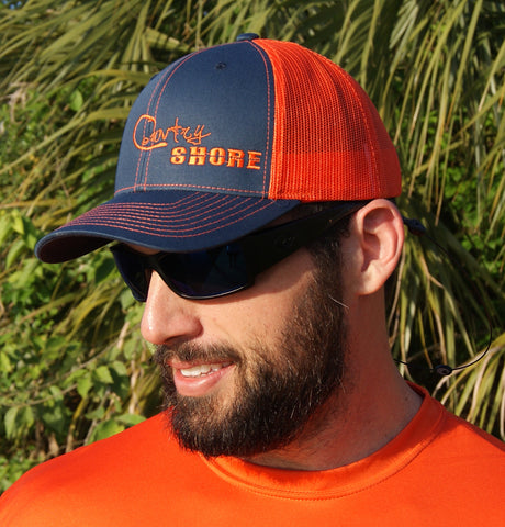 Signature Series Snapback Mesh Trucker Hat - Orange and Blue