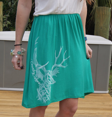 Racerback Tank Dress - Country Shore - Green and Ivory & All Antlers