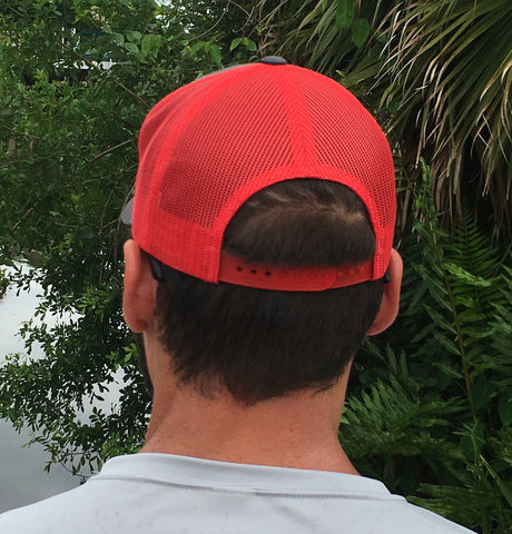 Signature Series Snapback Mesh Trucker Hat - Red and Gray