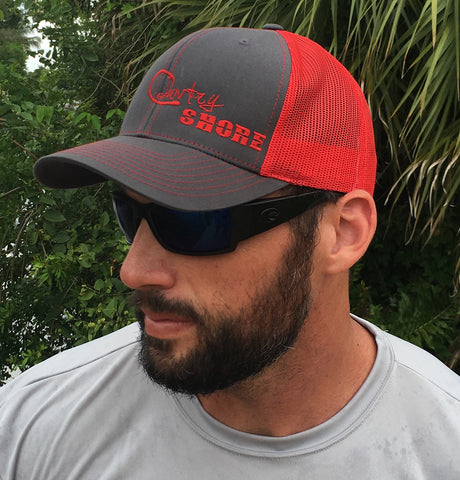 Signature Series Snapback Mesh Trucker Hat - Red and Gray